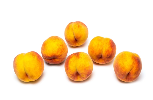 Peaches on a white background