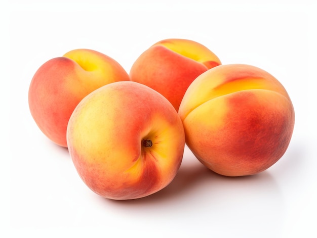 Peaches on a white background