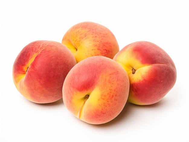 Peaches on a white background