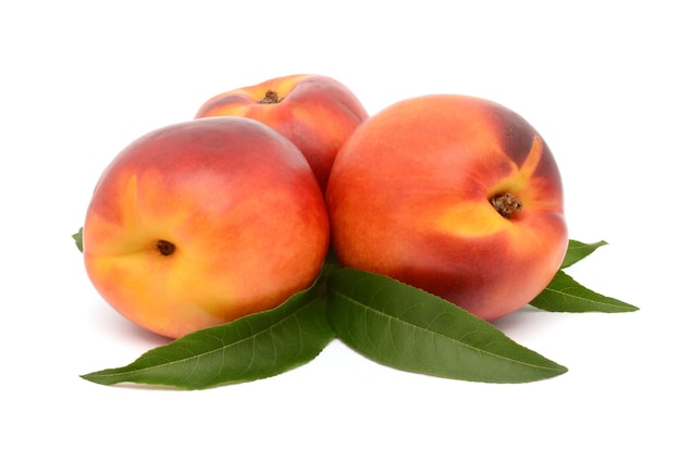 Peaches on a white