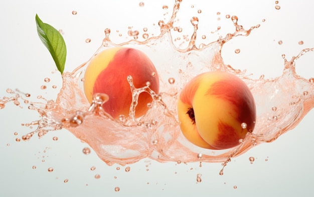 Photo peachy droplets on white background