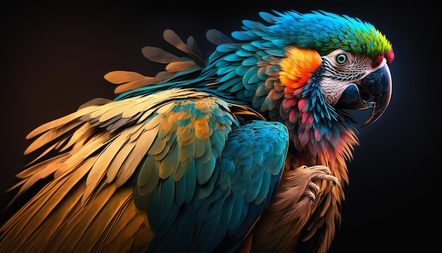 Peacock ara kleurrijk schilderij afbeelding Ai gegenereerde kunst