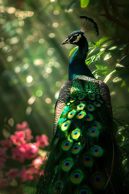 Peacock as Silhouette Shadow Cast With Spread Feathers Exoti Creative Photo Of Elegant Background