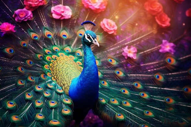 Peacock background with empty space for text