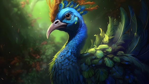 peacock cryptid portrait