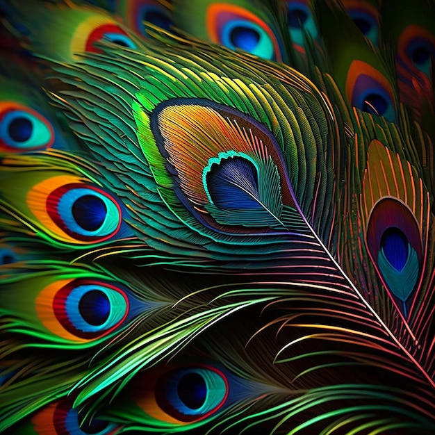 Photo peacock feather background, generative ai