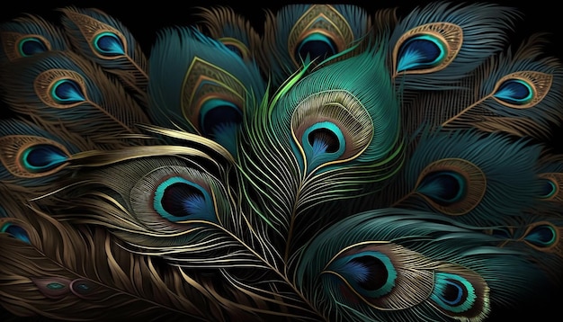 peacock feather background, Generative ai