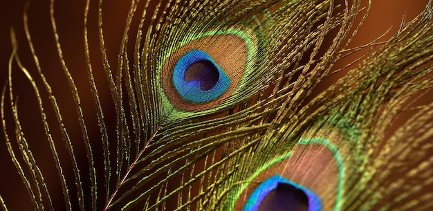 Peacock feather on background of velvet