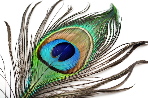 Peacock feather closeup in high resolution Bright feather closeup isolated