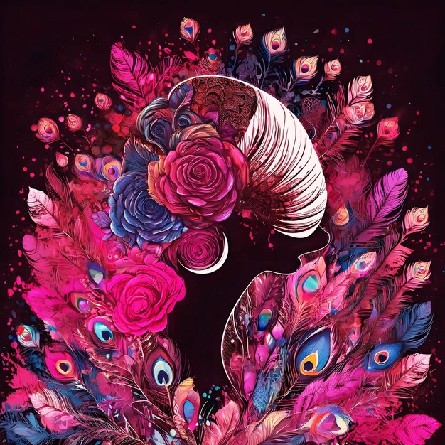 Peacock feather and color ful rose Vector feathers