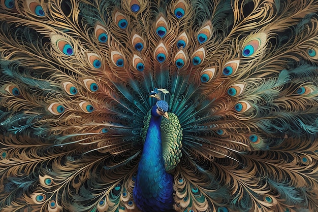 Peacock feather showcases intricate fractal pattern beauty