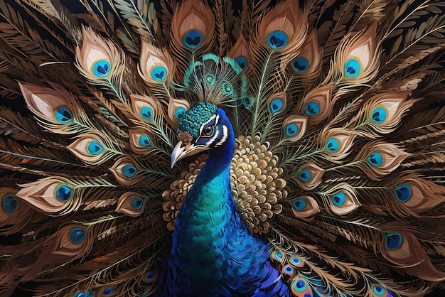 Peacock feather showcases intricate fractal pattern beauty