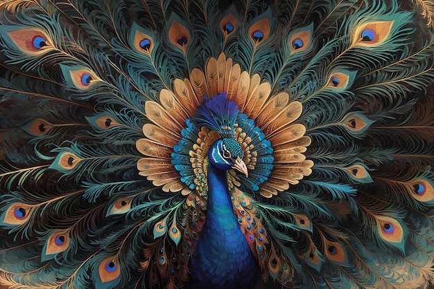 Peacock feather showcases intricate fractal pattern beauty