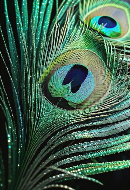 Photo peacock feathers arranged in the background