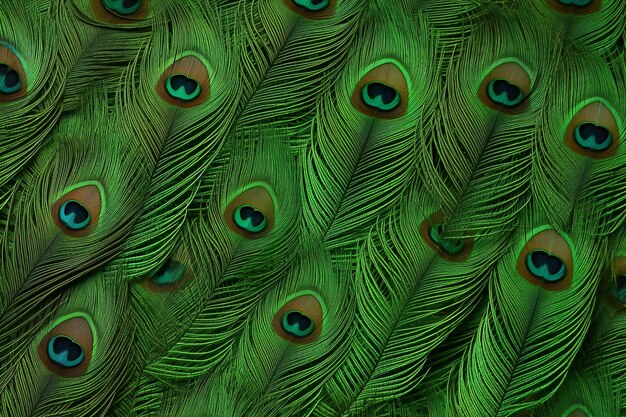Peacock feathers closeup Green peacock feathers