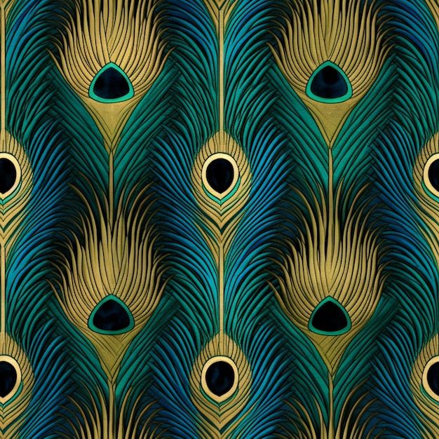 Photo peacock feathers fabric by the yard generative ai