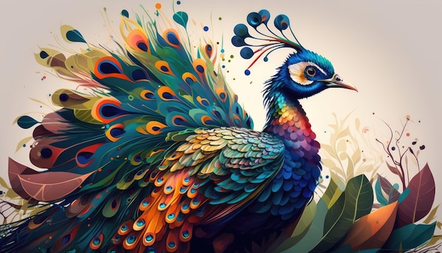 peacock illustration generated using AI