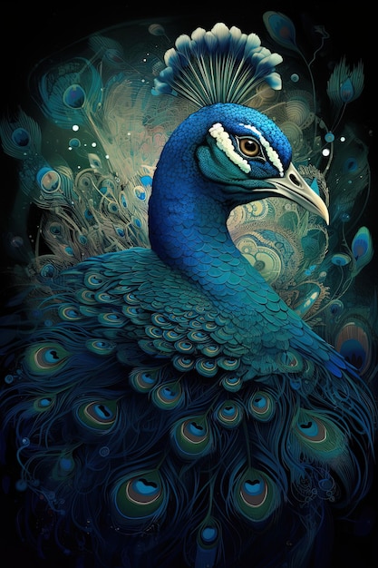 A peacock is a painting by person.