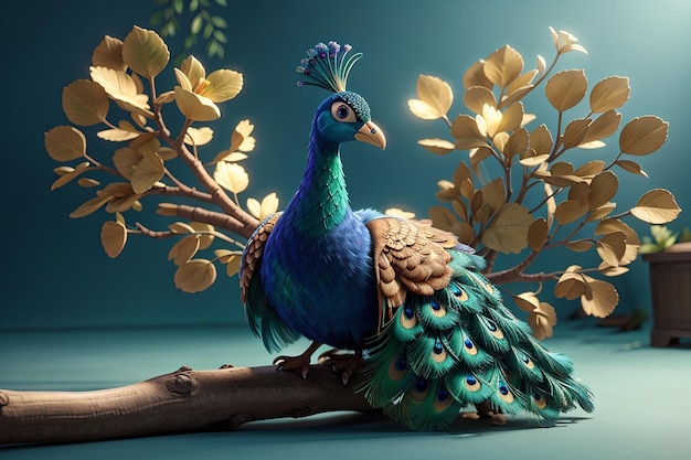 Photo a peacock is sitting on a branch