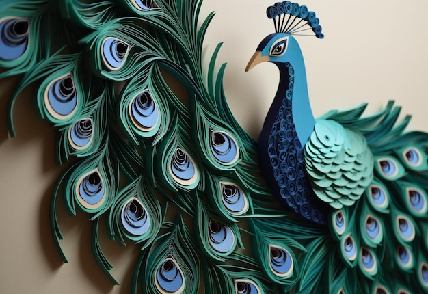 A peacock is sitting on a peacock's tail