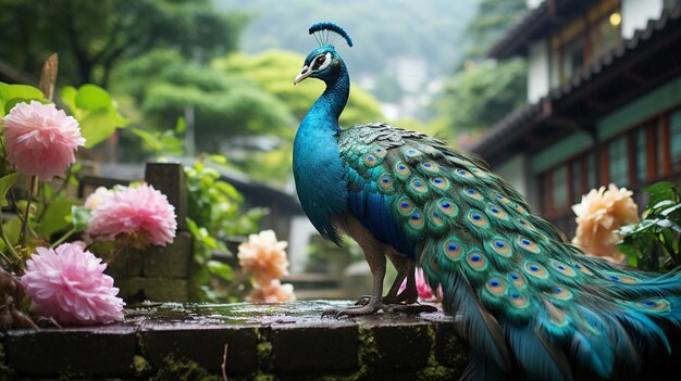 Premium AI Image | peacock and nature HD wallpaper photographic image