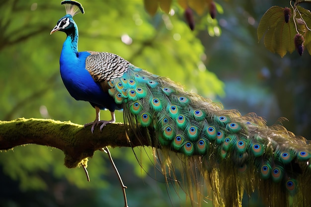 Peacock Perched Gracefully on a Tree