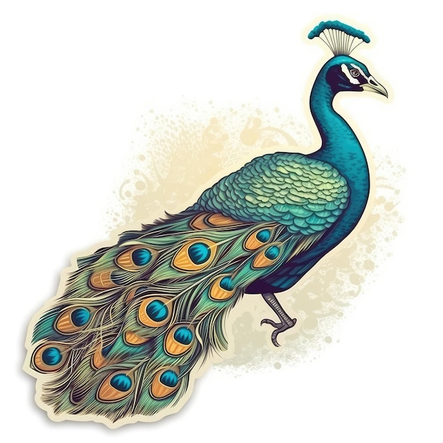 Peacock sticker isolated ai generated