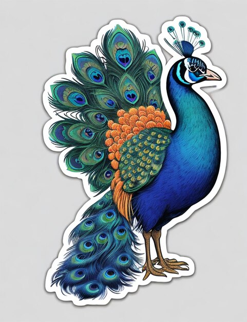 Photo peacock sticker sheet art