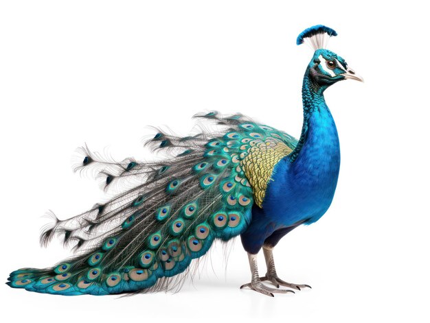 Photo peacock studio shot isolated on clear white background generative ai