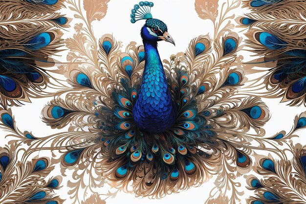 Peacock veer toont ingewikkelde fractal patroon schoonheid