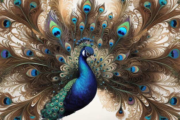 Peacock veer toont ingewikkelde fractal patroon schoonheid