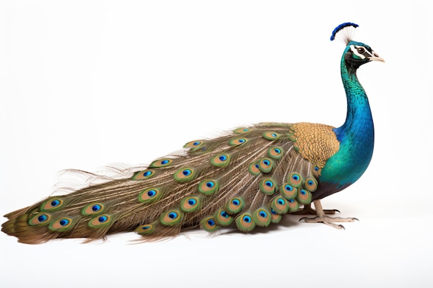 a peacock with its tail spread out