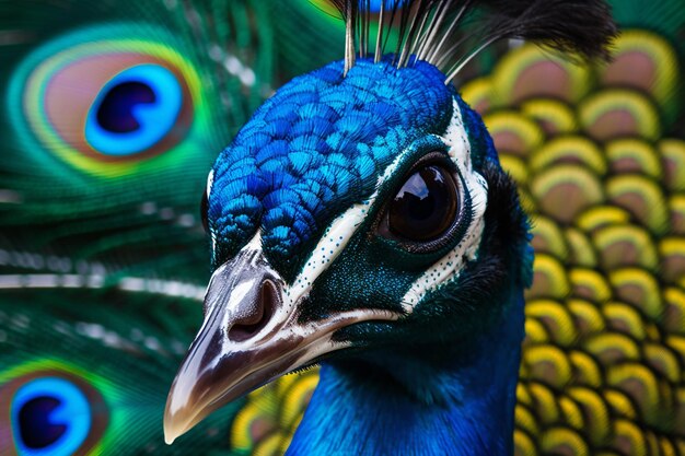 a peacock with its wings spread out in the forest