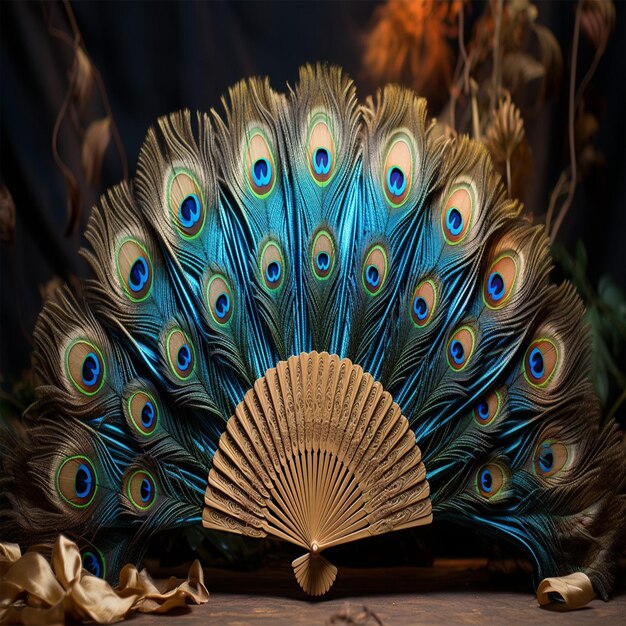 Photo a peacock with peacock feathers on it is shown