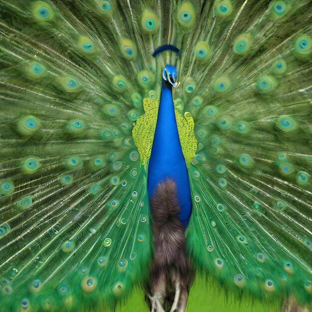 Photo a peacock with a peacock on its back is shown with a peacock in the background