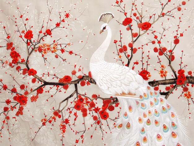 Photo peacocks in chinese paintings art pieces