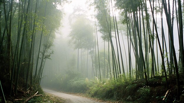 peak bamboo lijiang rural mist