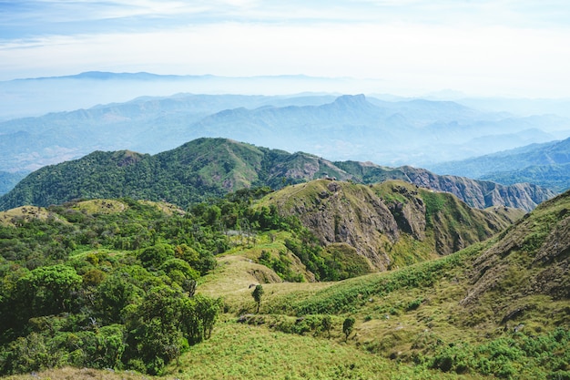 Photo at the peak of mount mulayit therer is a new popular place of attraction have many traveller come to hiking and camping