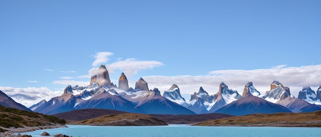 写真 チリ山脈の氷のピーク パタゴニア