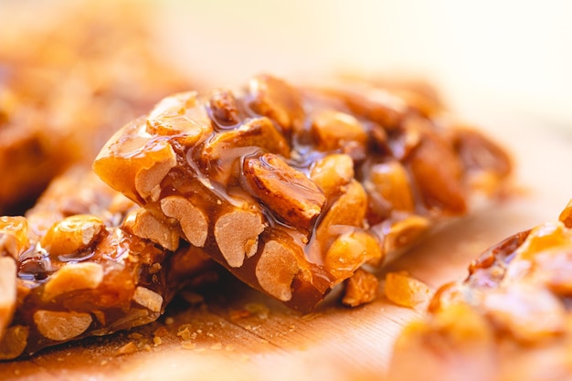 peanut brittle, brazilian sweet known as pe de moleque