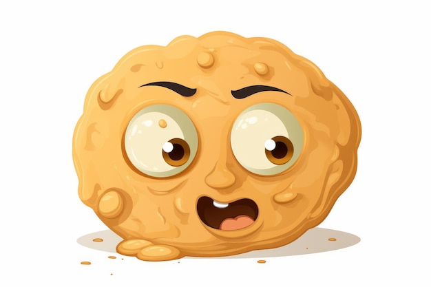 Peanut Butter Cookie in cartoon style isolated on white AI generated