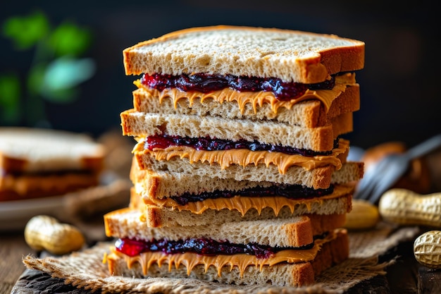 Peanut Butter en Jelly Sandwich Stack