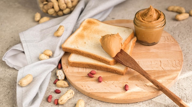 Peanut butter in a Jar sandwiches with peanut butter and raw peanuts