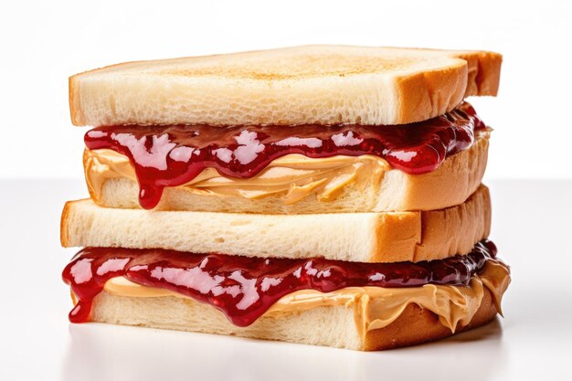 Сэндвич с арахисовым маслом и желе на белом фоне
