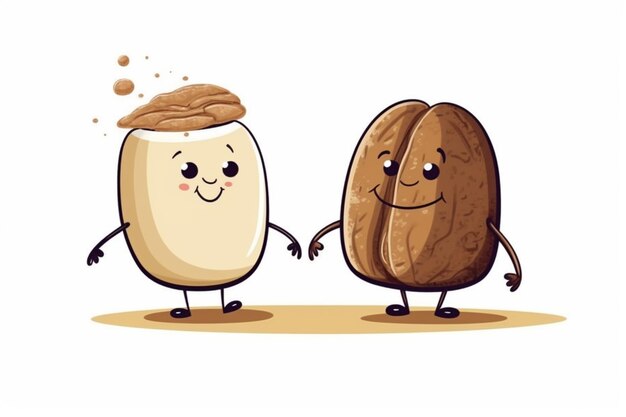 Photo a peanut butter and walnut nut butter is a cartoon of two people.