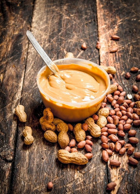 Peanut butter with nuts.