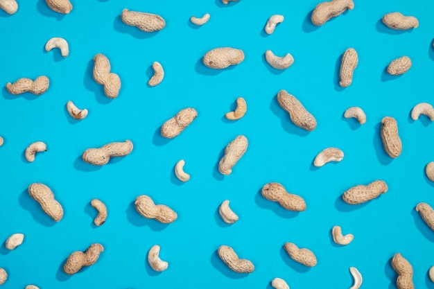 Peanut and cashews flat lay