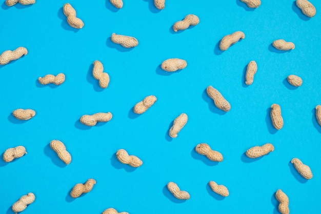 Photo peanut nuts flat lay pattern