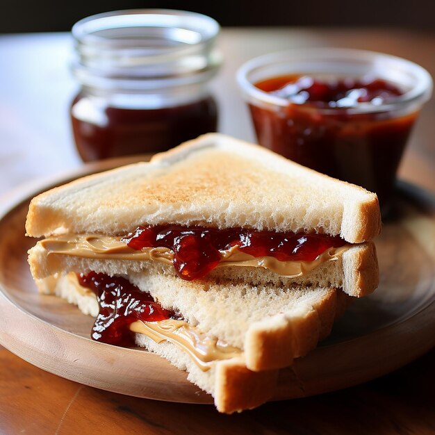 Peanutbutter en jam broodje