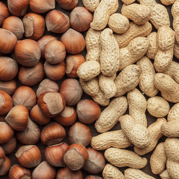 Peanuts and hazelnuts